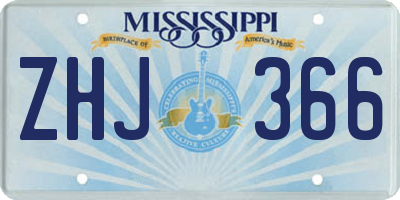 MS license plate ZHJ366