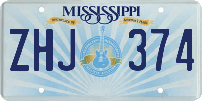MS license plate ZHJ374