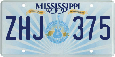 MS license plate ZHJ375