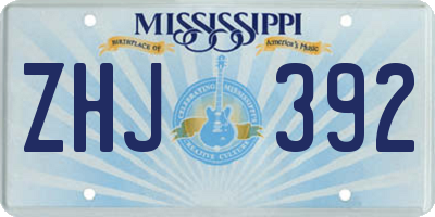 MS license plate ZHJ392