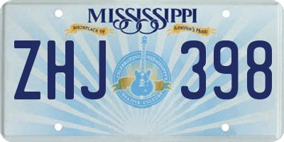 MS license plate ZHJ398