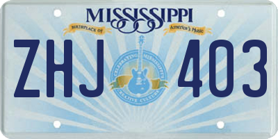 MS license plate ZHJ403