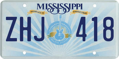 MS license plate ZHJ418