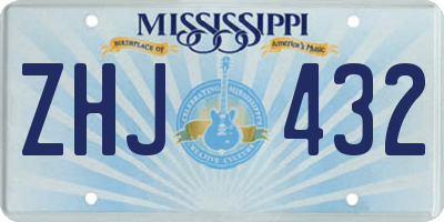 MS license plate ZHJ432