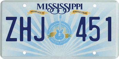MS license plate ZHJ451