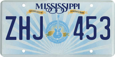 MS license plate ZHJ453