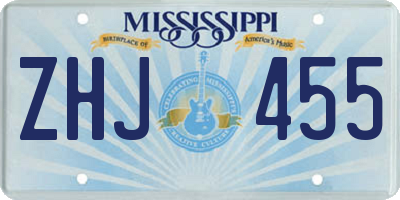 MS license plate ZHJ455
