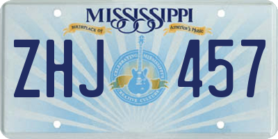 MS license plate ZHJ457
