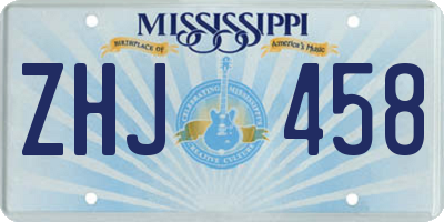 MS license plate ZHJ458