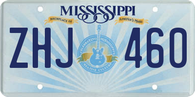MS license plate ZHJ460