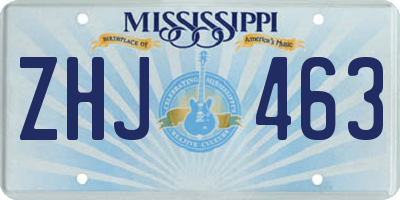 MS license plate ZHJ463