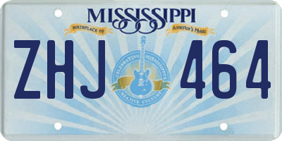 MS license plate ZHJ464