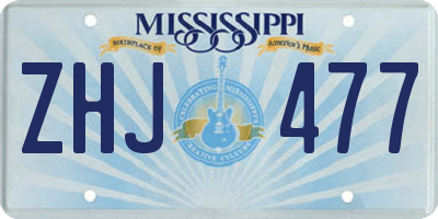 MS license plate ZHJ477