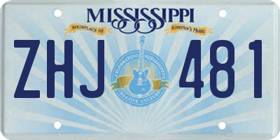 MS license plate ZHJ481