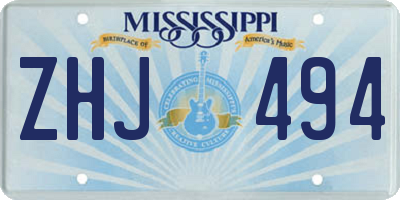 MS license plate ZHJ494