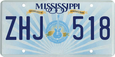 MS license plate ZHJ518
