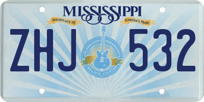 MS license plate ZHJ532