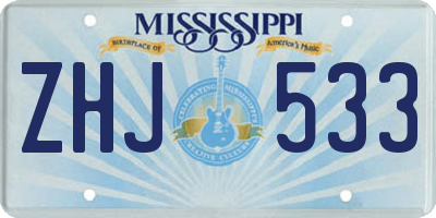MS license plate ZHJ533
