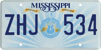 MS license plate ZHJ534