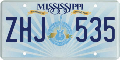 MS license plate ZHJ535