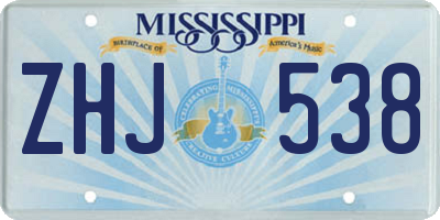 MS license plate ZHJ538