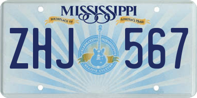 MS license plate ZHJ567