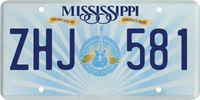 MS license plate ZHJ581