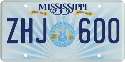 MS license plate ZHJ600