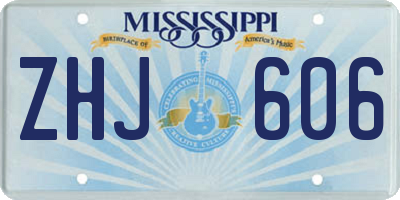 MS license plate ZHJ606