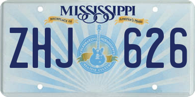 MS license plate ZHJ626
