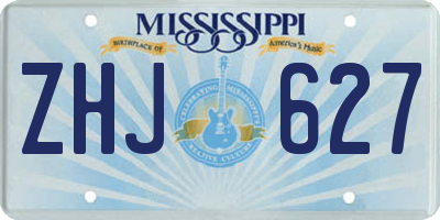 MS license plate ZHJ627