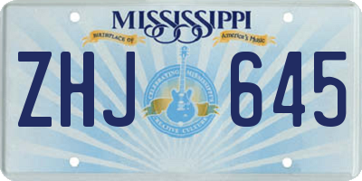 MS license plate ZHJ645