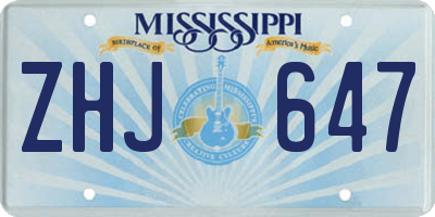 MS license plate ZHJ647