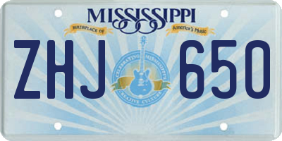 MS license plate ZHJ650