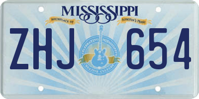 MS license plate ZHJ654