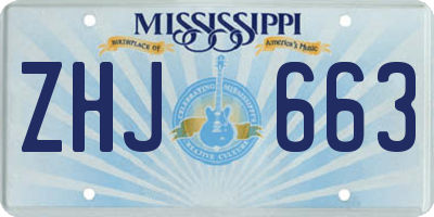 MS license plate ZHJ663