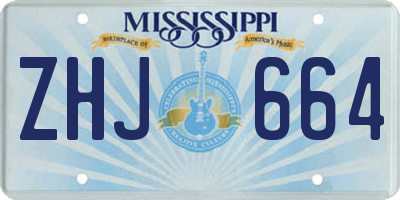 MS license plate ZHJ664