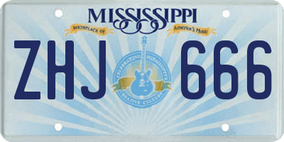 MS license plate ZHJ666