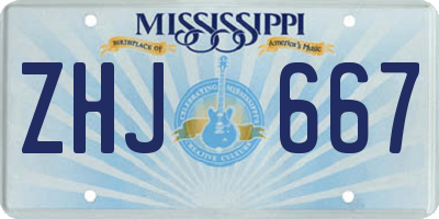 MS license plate ZHJ667