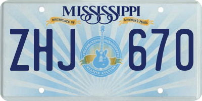 MS license plate ZHJ670