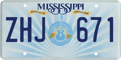 MS license plate ZHJ671