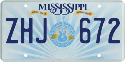 MS license plate ZHJ672