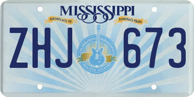 MS license plate ZHJ673