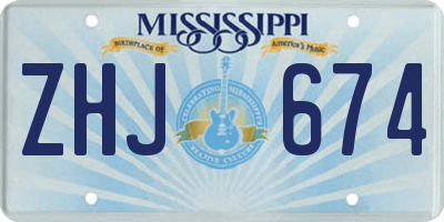 MS license plate ZHJ674