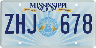 MS license plate ZHJ678