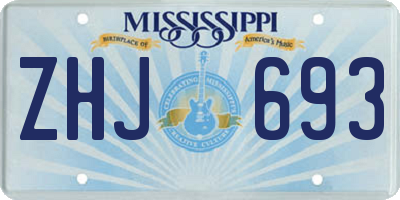 MS license plate ZHJ693