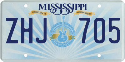 MS license plate ZHJ705