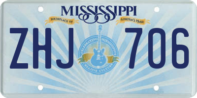 MS license plate ZHJ706