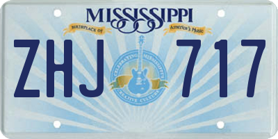 MS license plate ZHJ717
