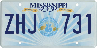 MS license plate ZHJ731